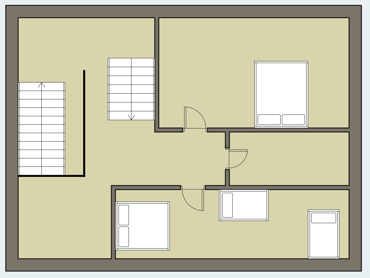 Second floor has 1 bathroom and can sleep up to 6